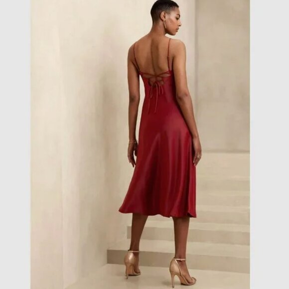 NWT Banana Republic Satin Cutout Midi Slip Dress - Picture 7 of 7
